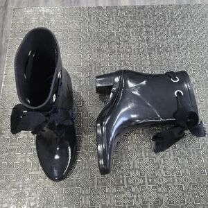 🐢 Kate Spade Patty Rain Boots With Tie. Black Size 5